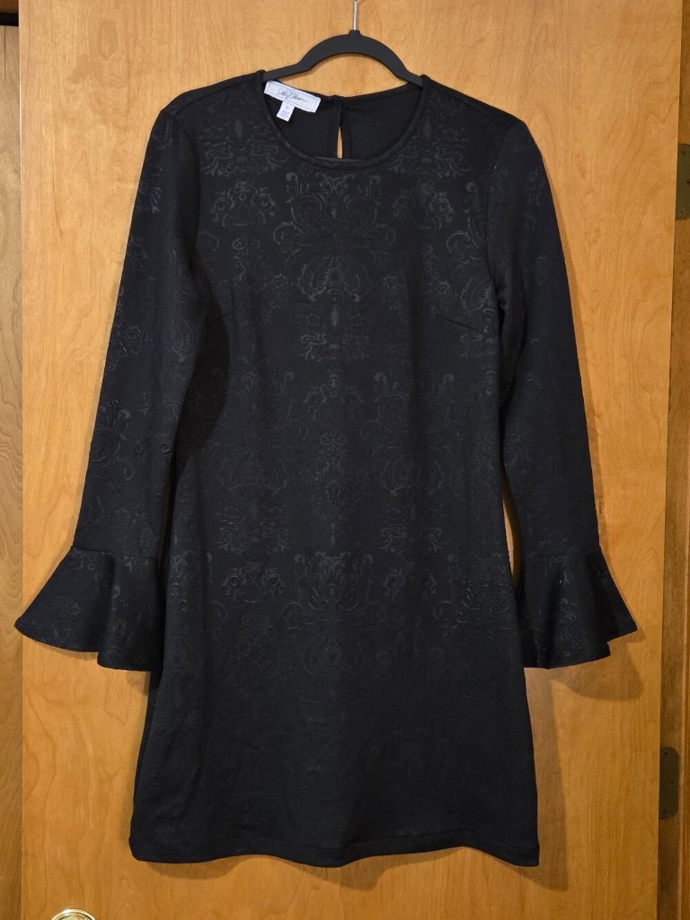 Libby Edelman Black Embossed Pattern Dress Size Small Whimsigoth Witchy Chic